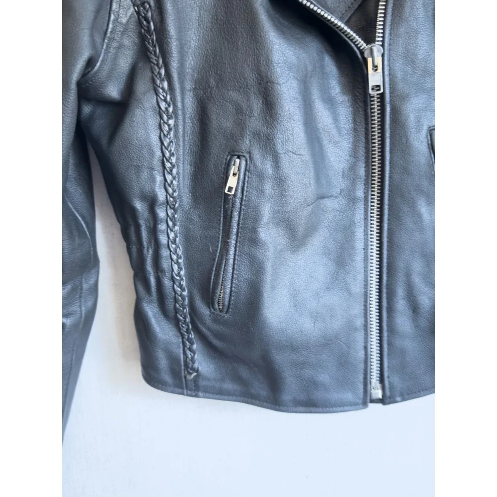 Barneys vtg black leather biker jacket‎ coat size M